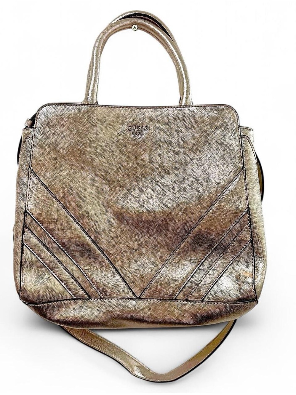 GUESS Metallic Gold Satchel 2-Way Bag